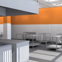 Simulation 3D de la nouvelle cuisine destinée aux futurs chefs.