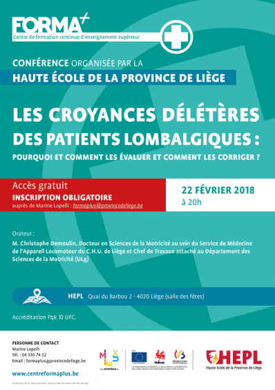 Conférence: croyances délétères des patients lombalgiques