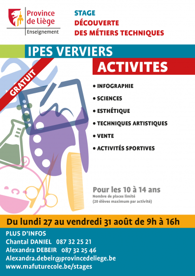 Stage d'été à l'IPES Verviers du 27 au 31 août!