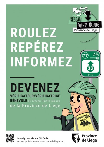Roulez, repérez, informez. Devenez Vérificateur/Vérificatrice bénévole du réseau points-nœuds cyclable de la Province de Liège