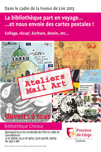 Affiche des ateliers mail art aux Chiroux