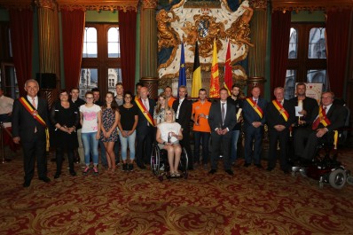 Les lauréats reçus au Palais par le Collège provincial ce vendredi 19 septembre 2014 en ouverture des Fêtes de Wallonie à Liège
