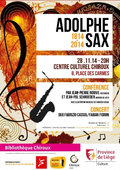 Adolphe Sax: conférence et concert; Liège; 28 novembre 2014