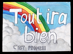 Panneau décoratif artisanal réalisé par une adolescente dans le cadre du confinement imposé par la crise du coronavirus